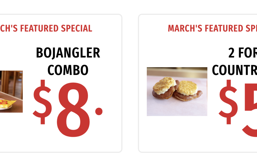 Bojangles Specials [March, Today, Monthly, Week]